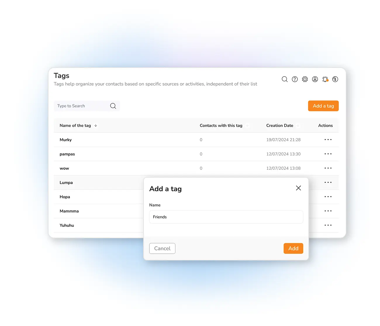 Organisez vos contacts avec des tags