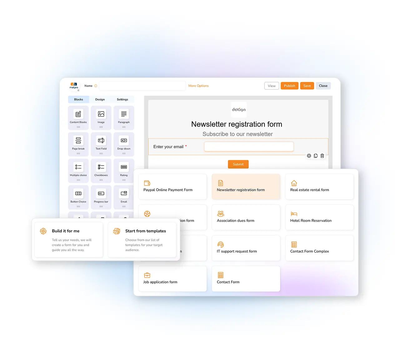 Générateur de formulaire d'inscription à la newsletter