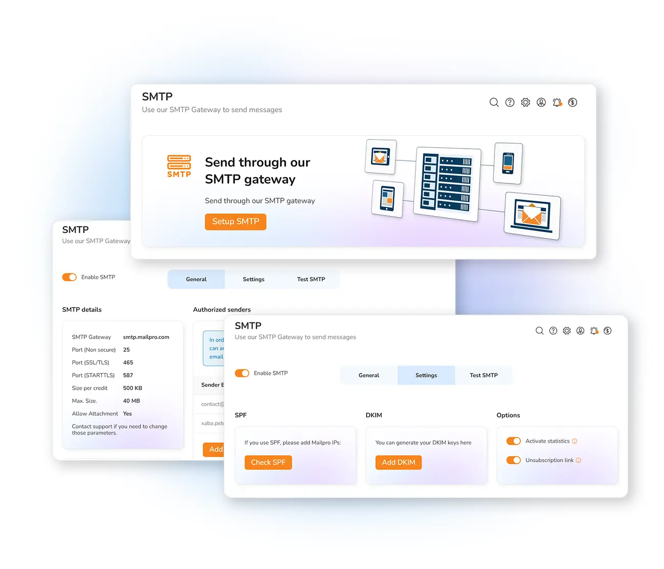 Configuration du serveur SMTP Mailpro