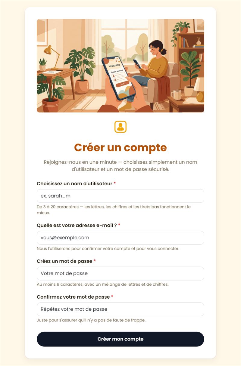 Créer un compte sécurisé