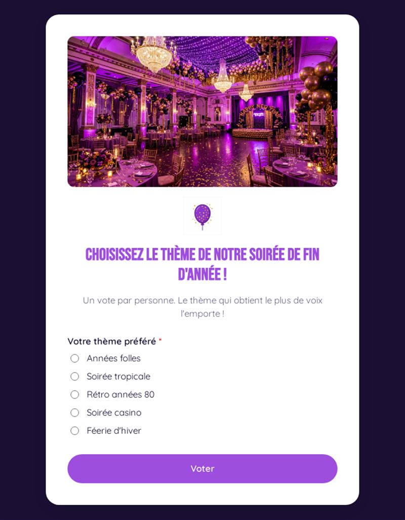 Choisissez le thème de notre soirée de fin d'année