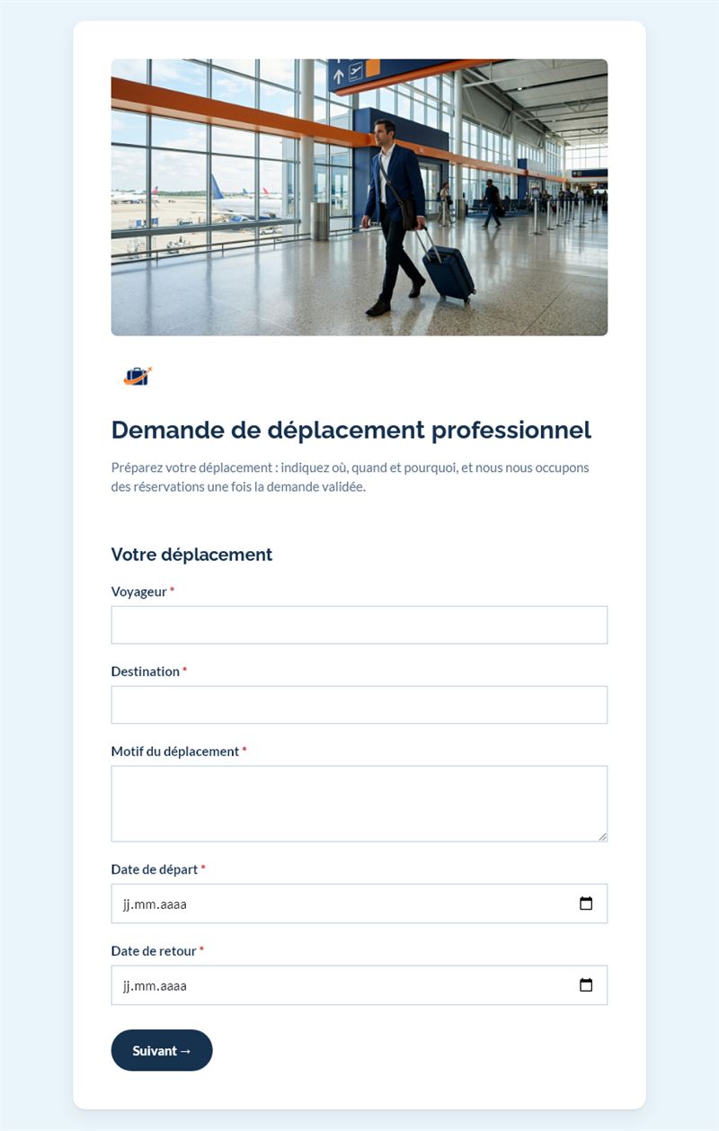 Demande de déplacement professionnel