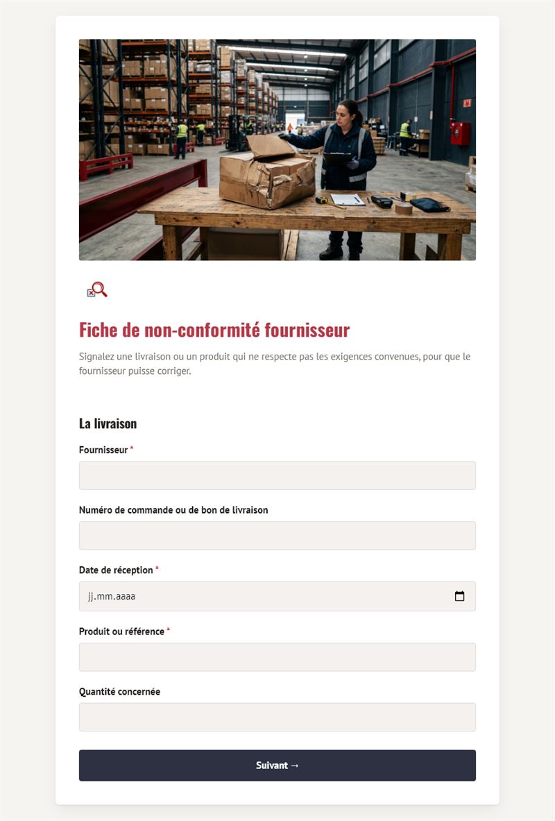Fiche de non-conformité fournisseur