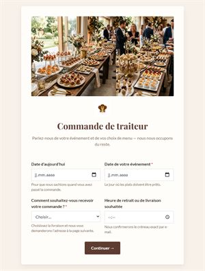 Commande traiteur professionnelle