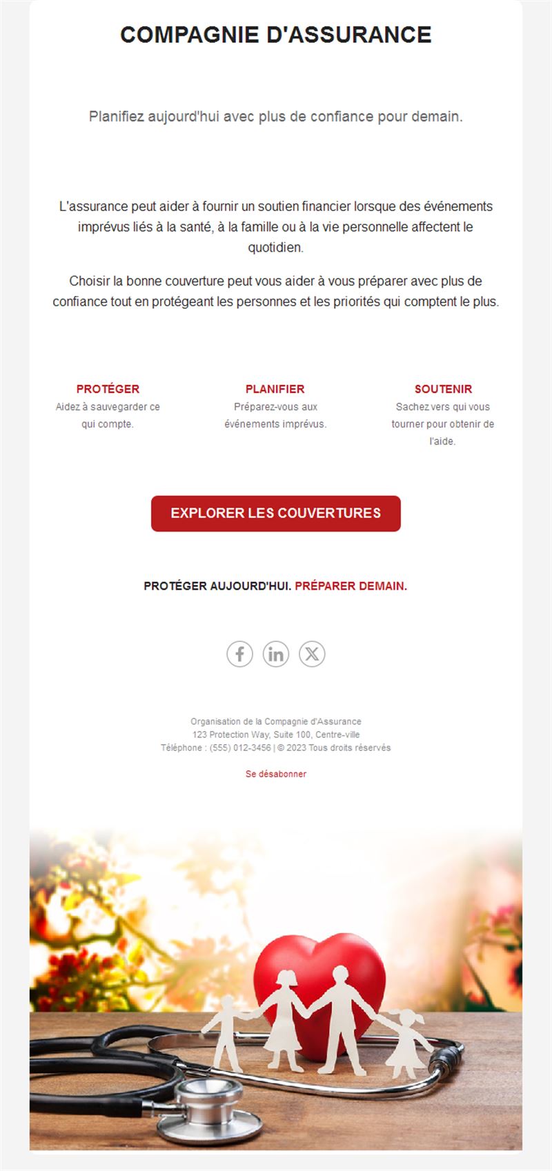 Email d'assurance santé et famille