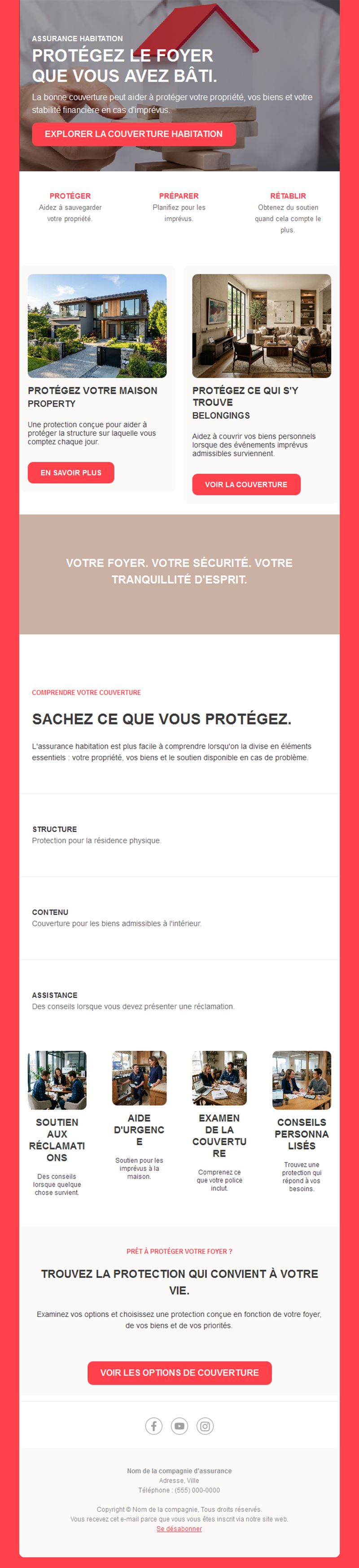 Newsletter rouge d'assurance habitation