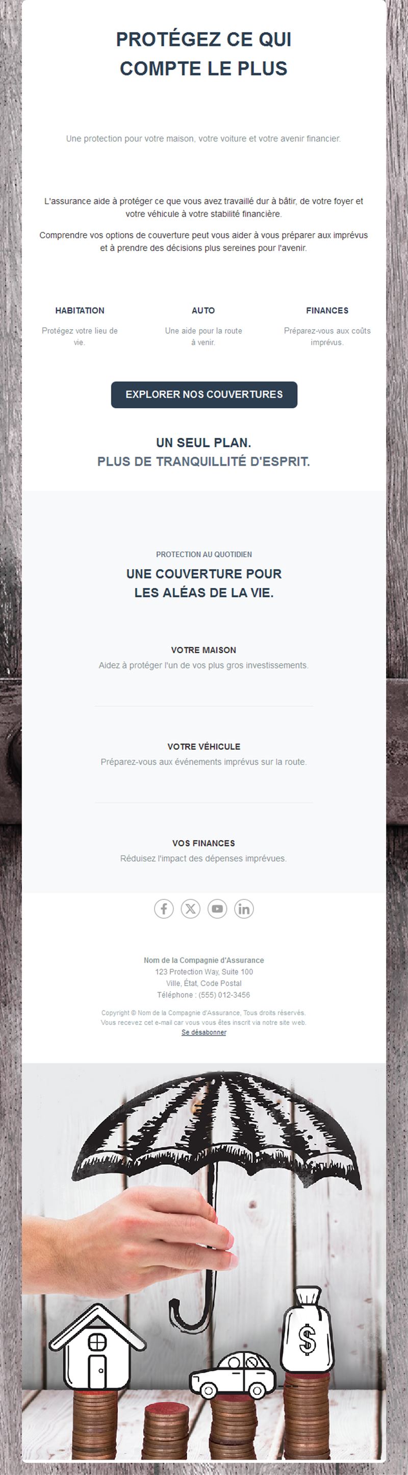 Email d'assurance habitation, auto et finances