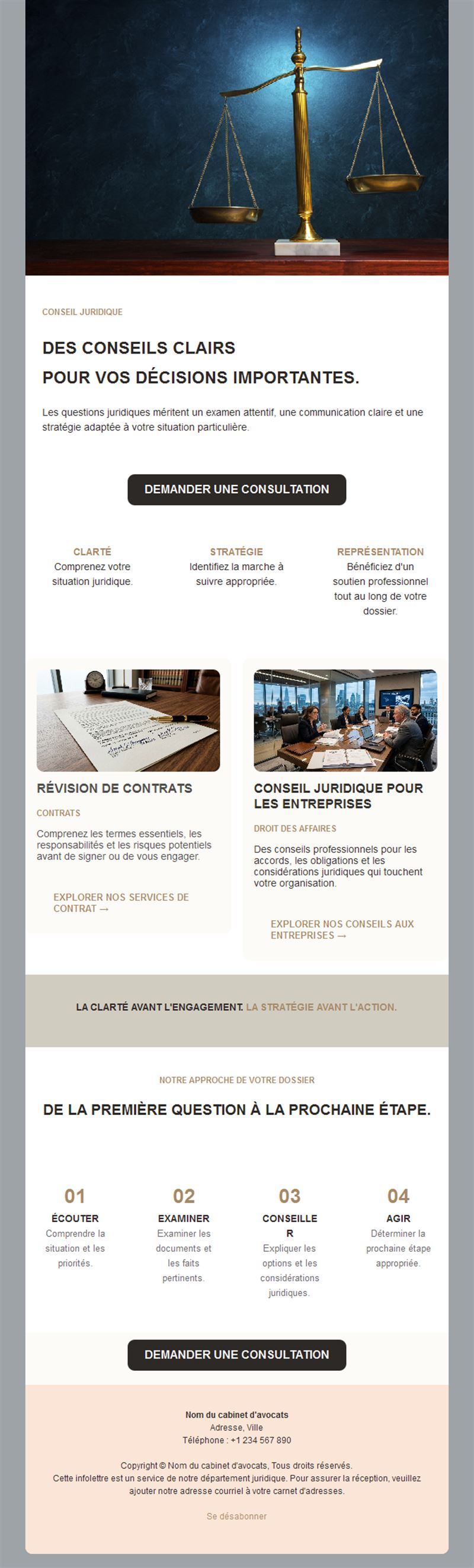Newsletter de cabinet en droit des affaires