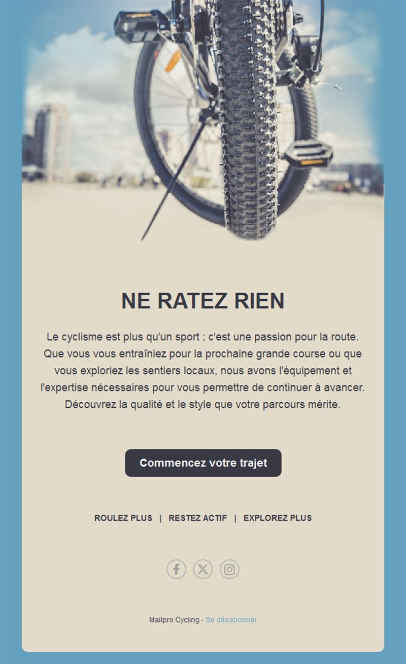 Modèle simple de newsletter vélo