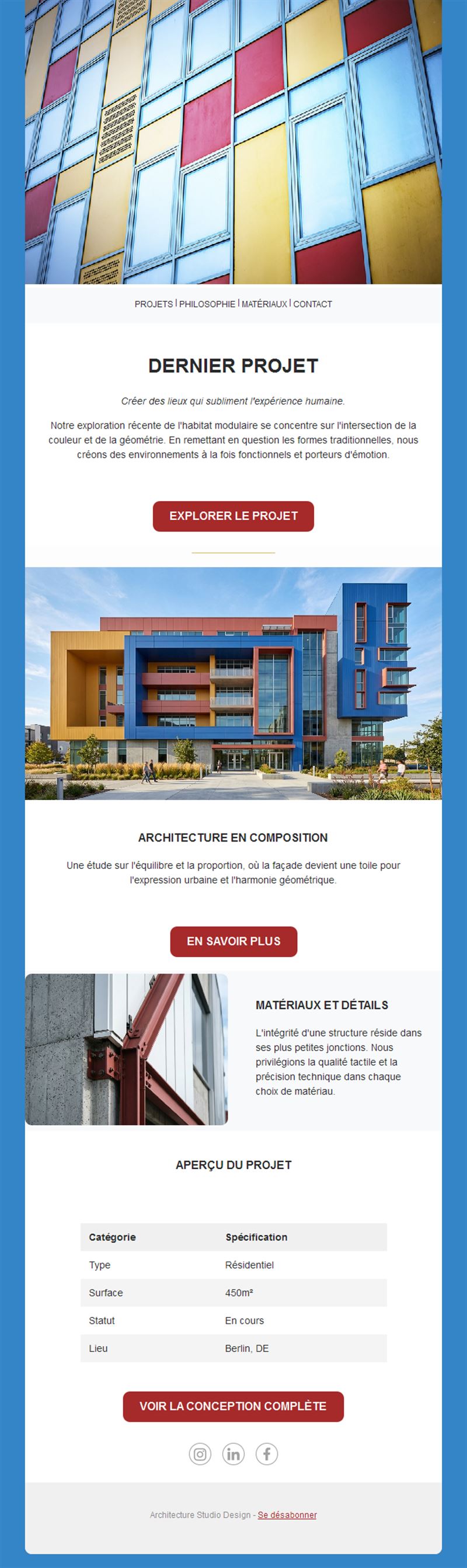 Newsletter architecture aux façades colorées