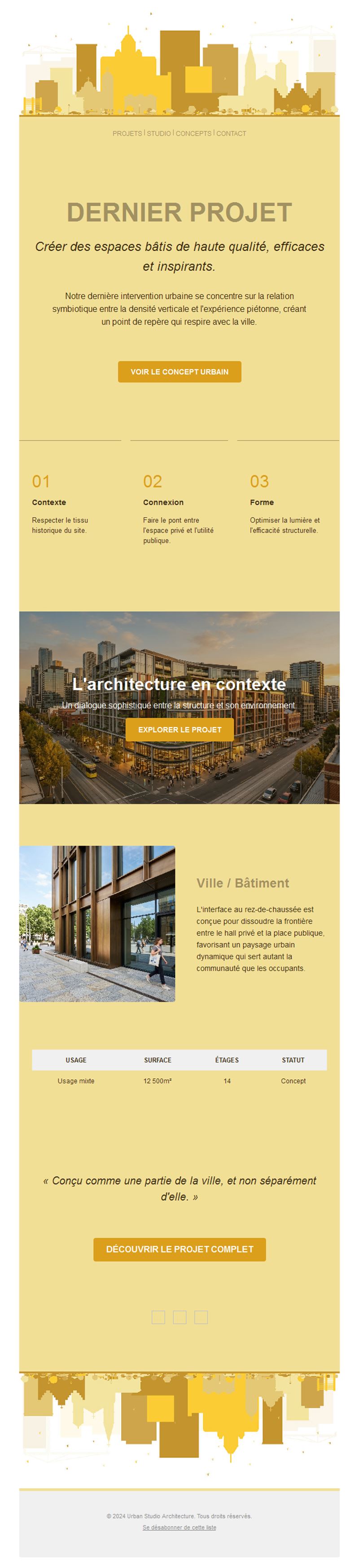 Newsletter de projet d'architecture urbaine