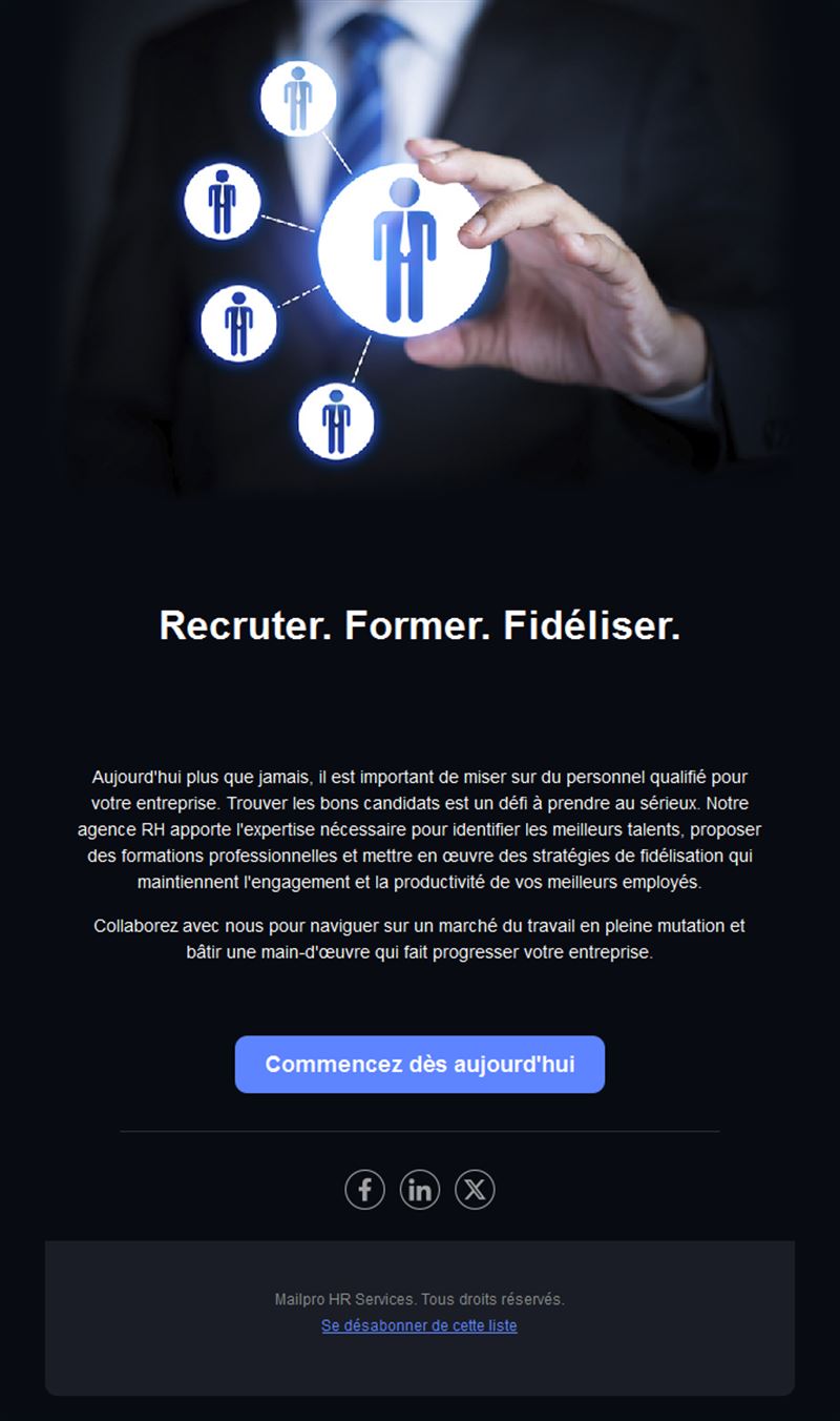 Email de services RH pour entreprises