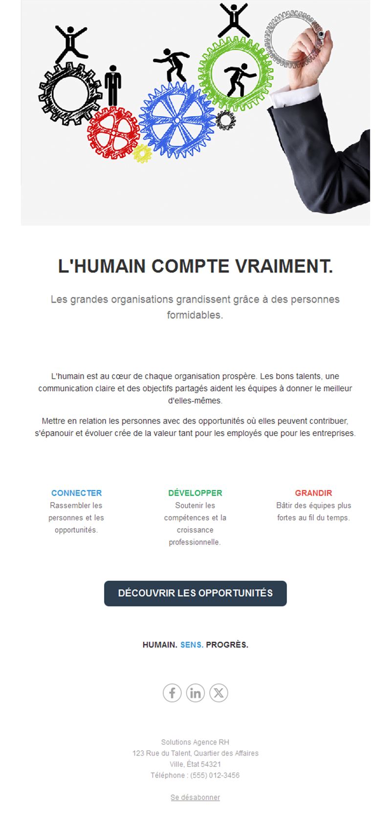 Email d'agence RH sur les talents