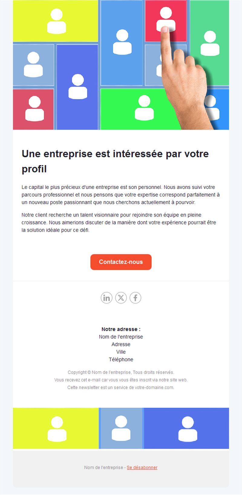 Email coloré de cabinet de recrutement