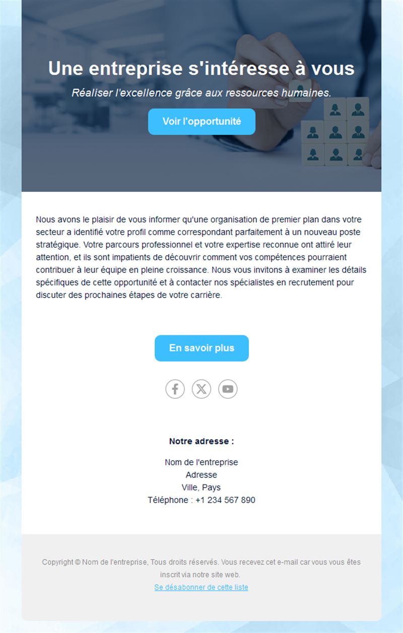Email de recruteur avec opportunité d'emploi