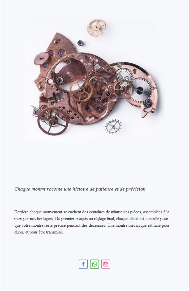 Email éditorial sur les mouvements horlogers