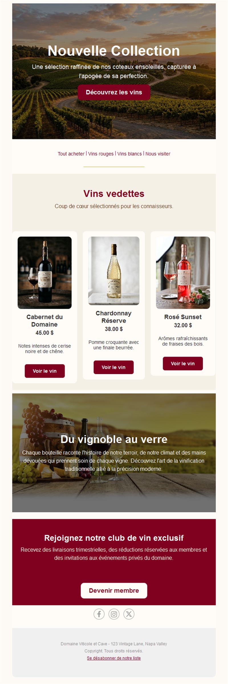 Email vins phares et club de vins