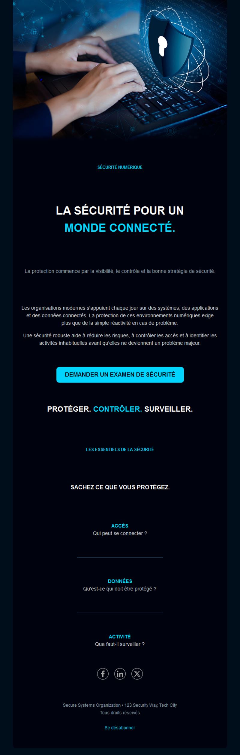 Email de services de cybersécurité