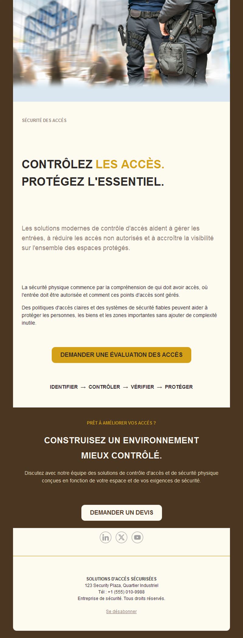 Email de contrôle d'accès doré
