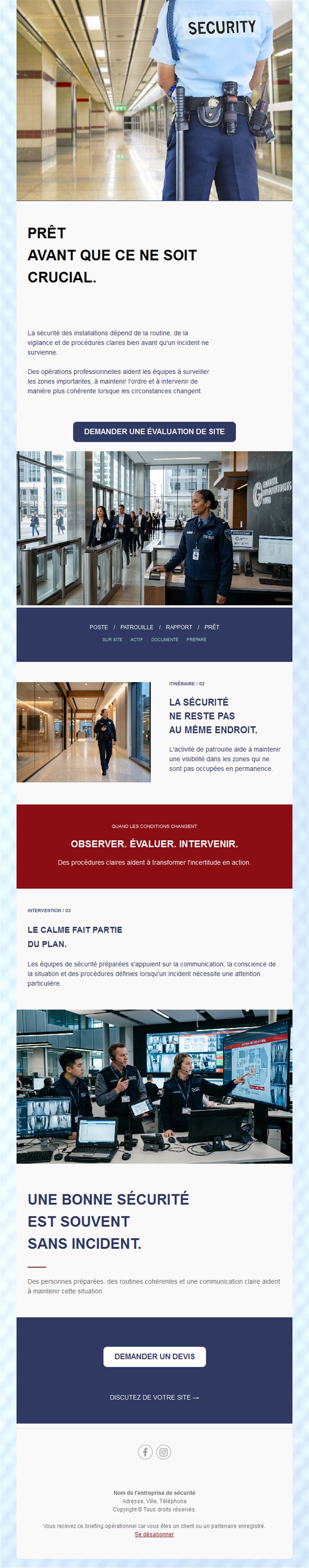 Newsletter de services d'agents de sécurité