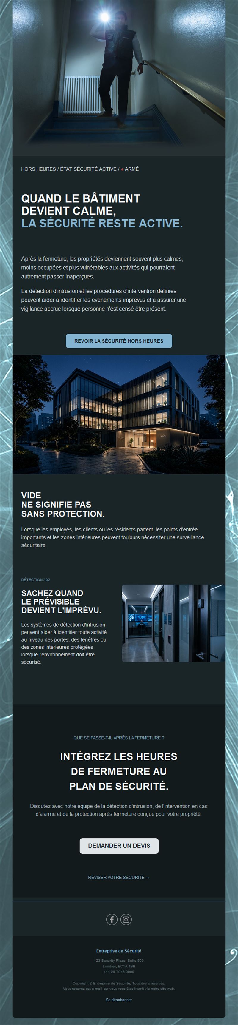 Email de sécurité en dehors des heures