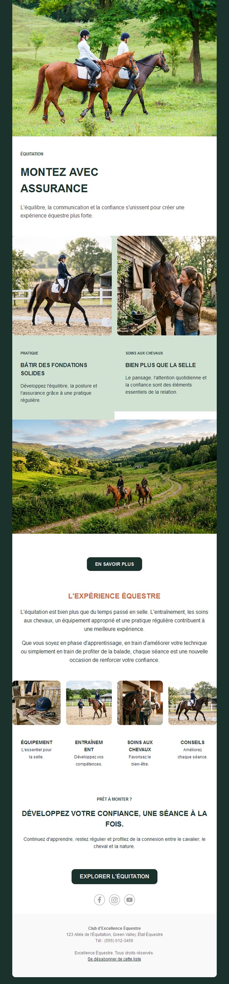 Newsletter de club d'équitation