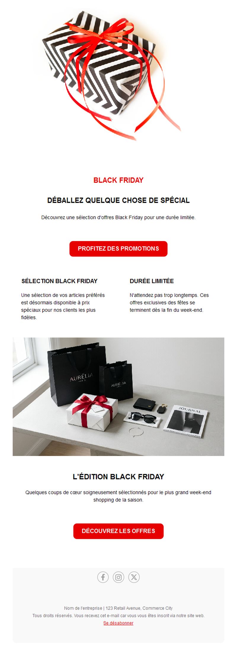 Email de sélection cadeaux Black Friday