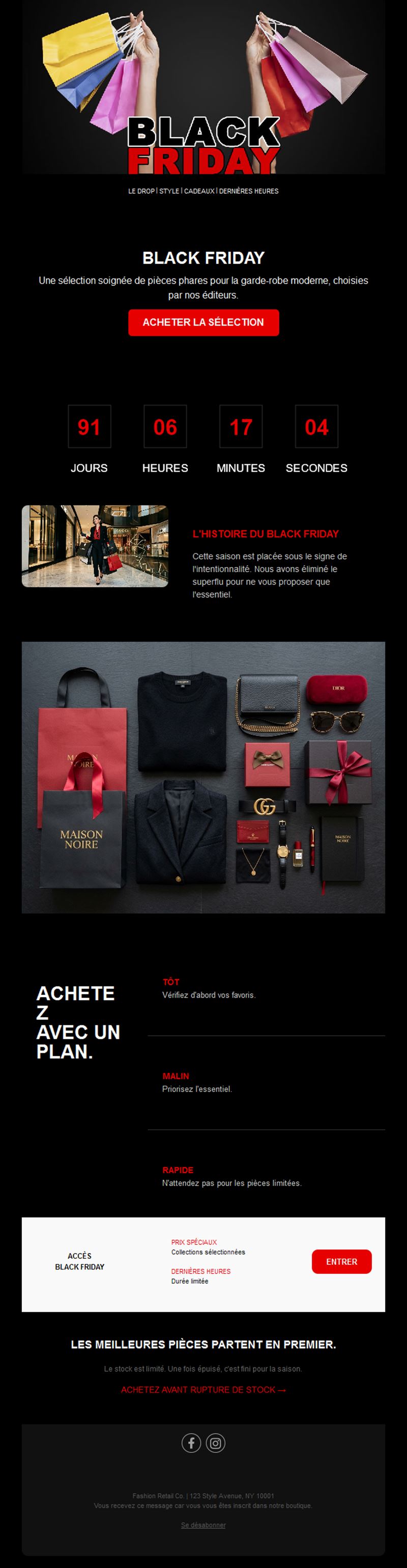 Email mode Black Friday avec compte à rebours
