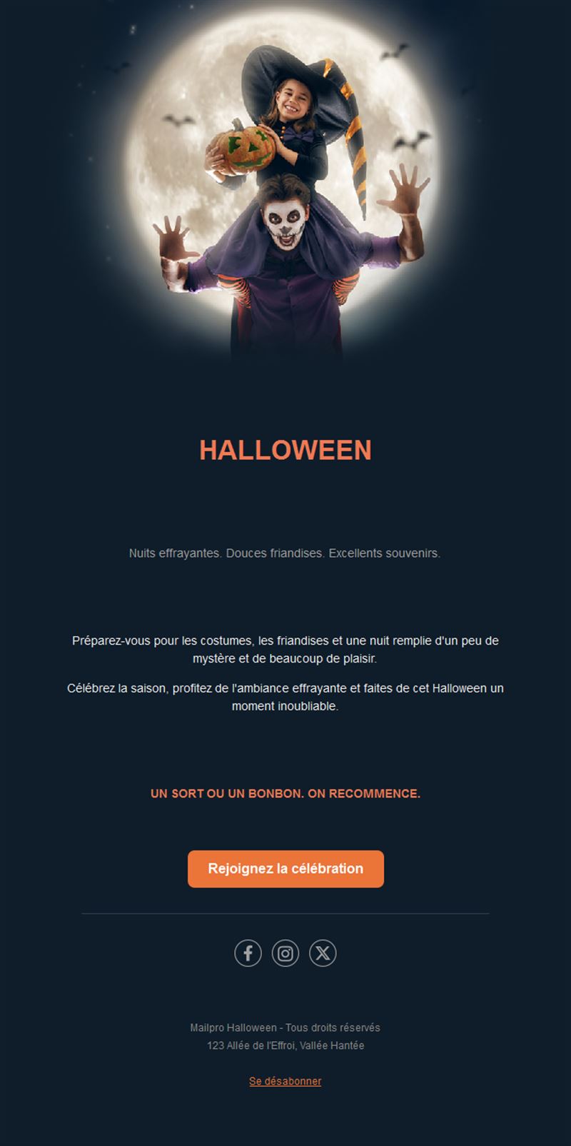 Modèle d'email Halloween en famille