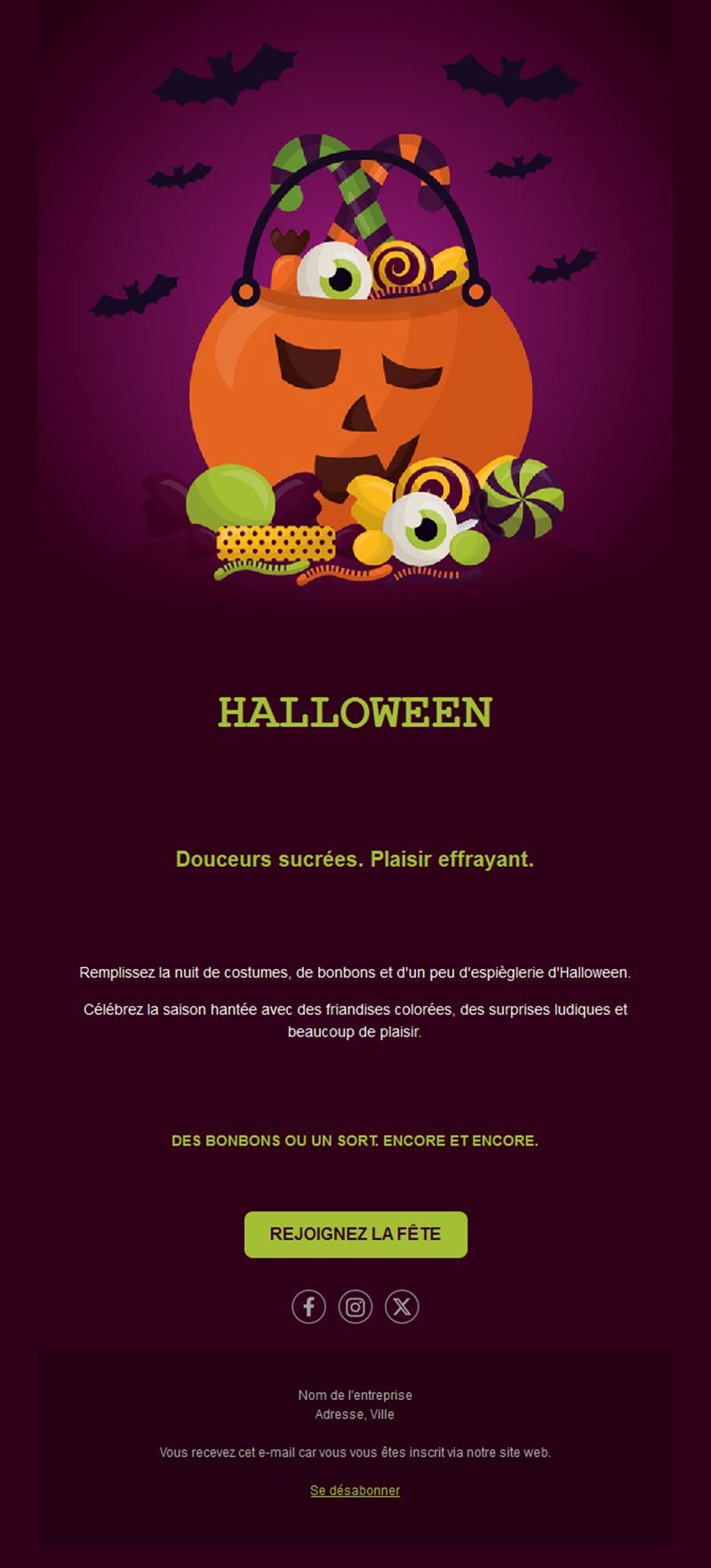 Email Halloween « un bonbon ou un sort »