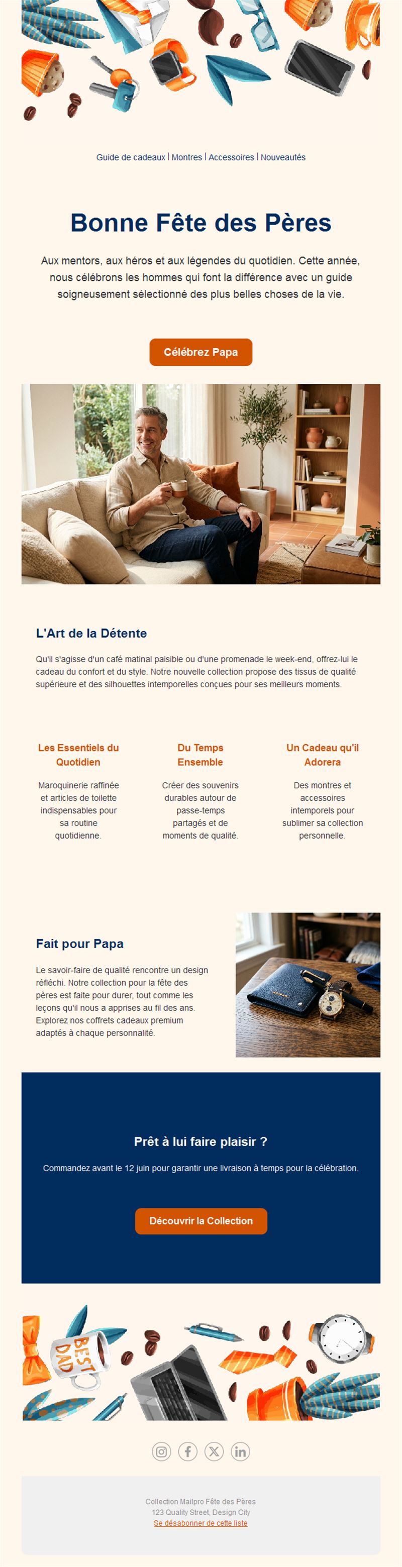 Email cadeaux fête des pères pour boutiques