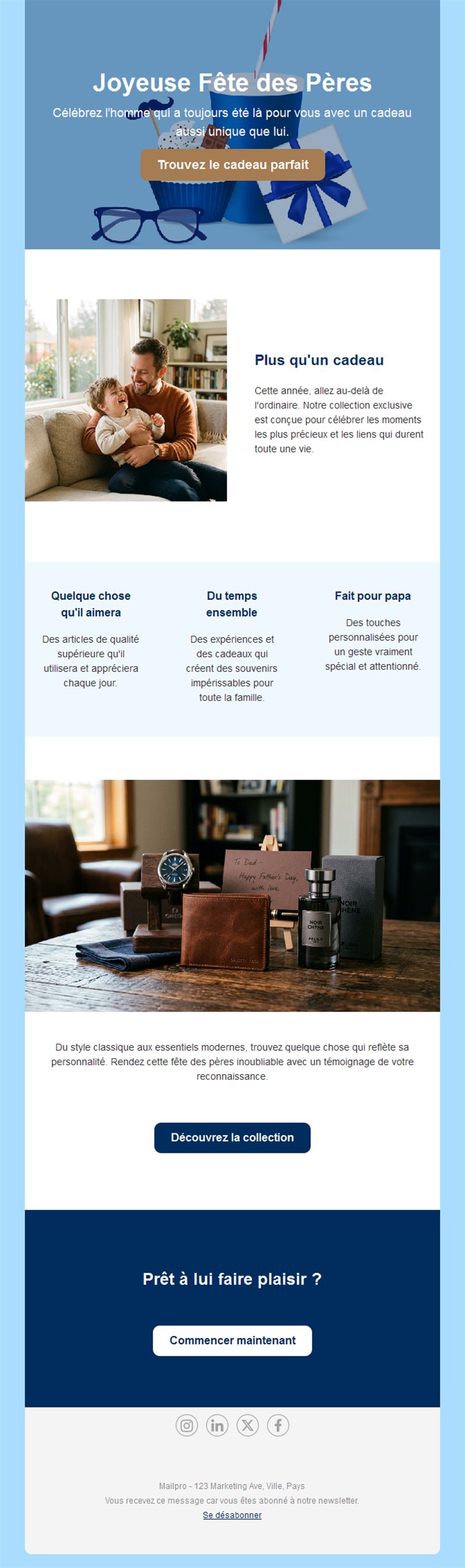 Email collection cadeaux fête des pères