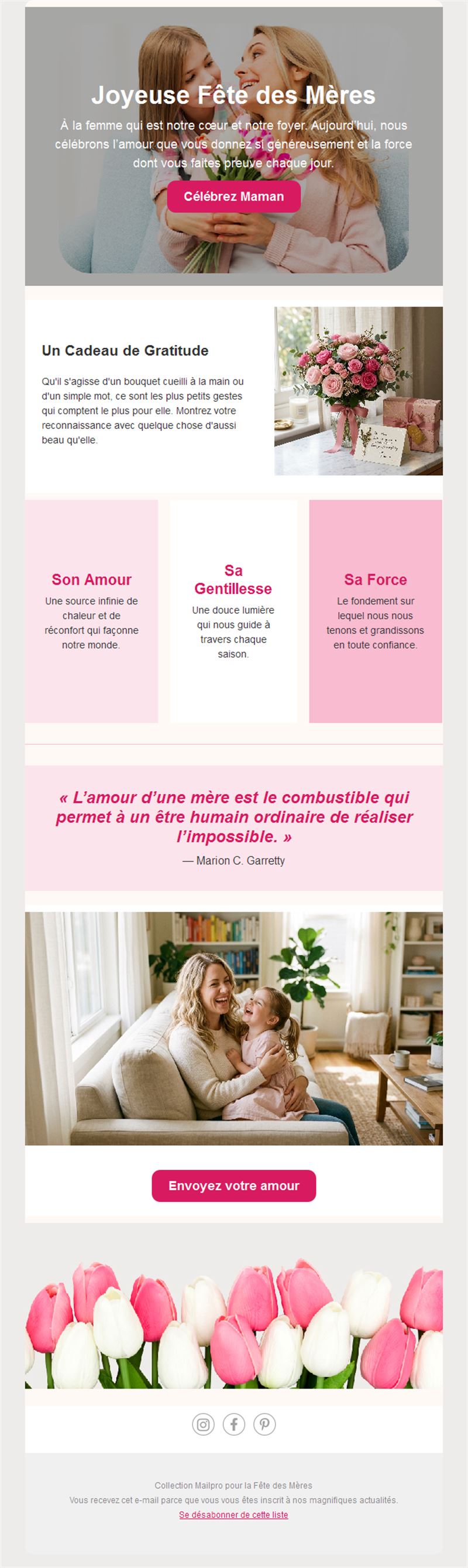 Email de fête des mères avec citation