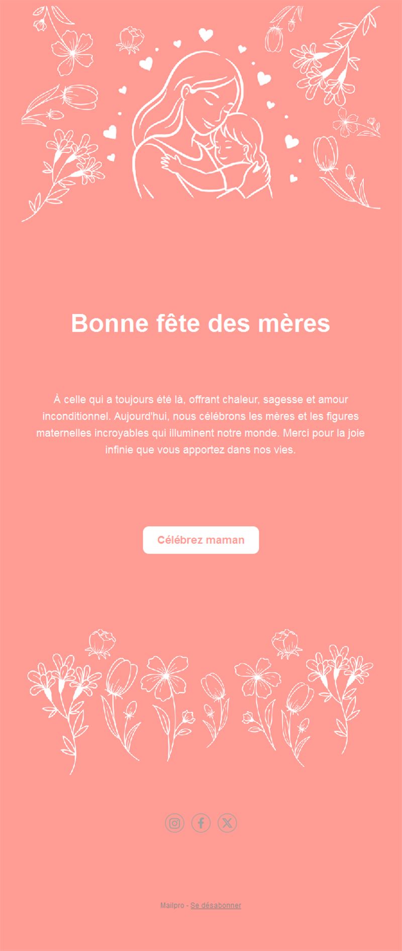 Email carte corail de fête des mères