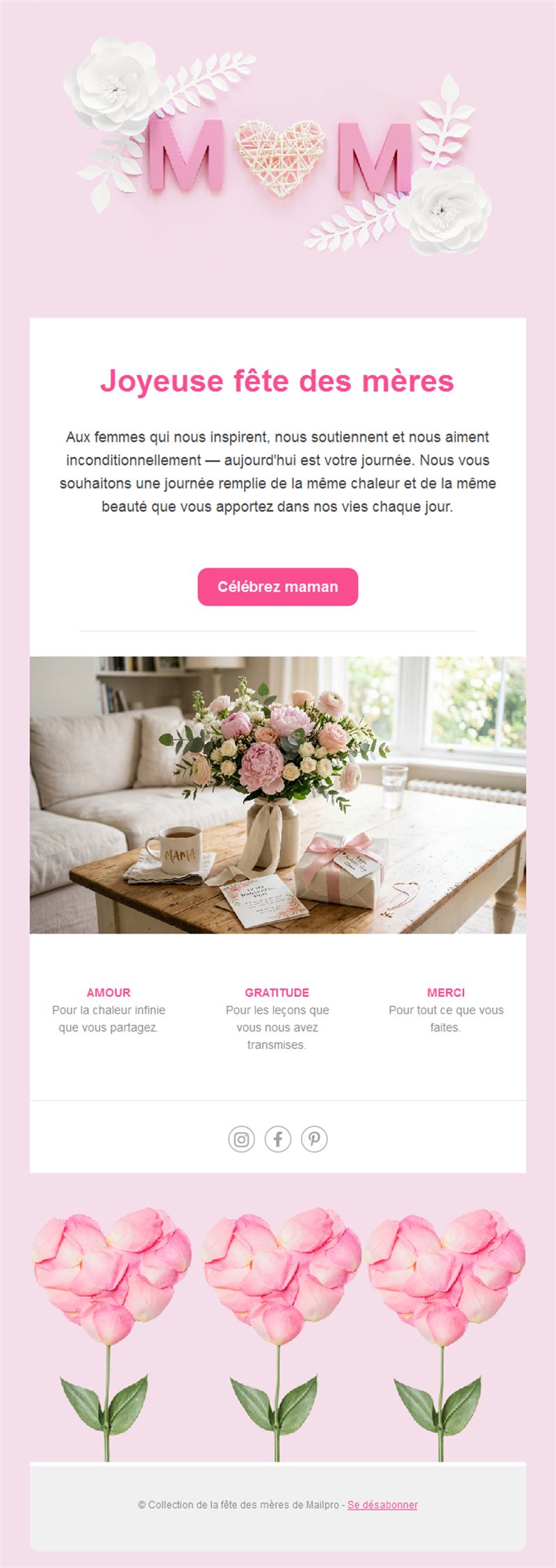 Email de fête des mères avec lettres MOM
