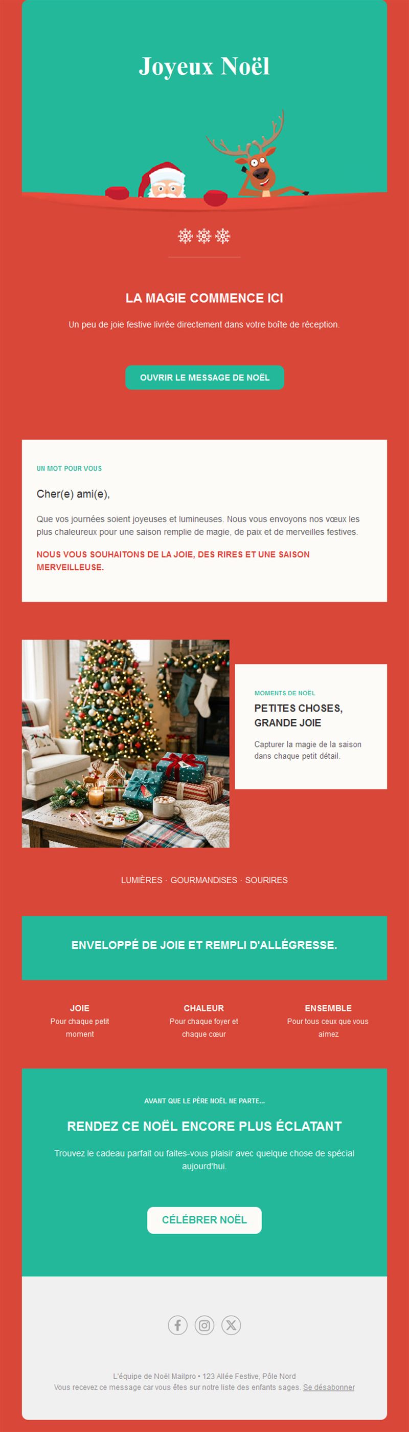 Email Joyeux Noël avec renne et petit mot