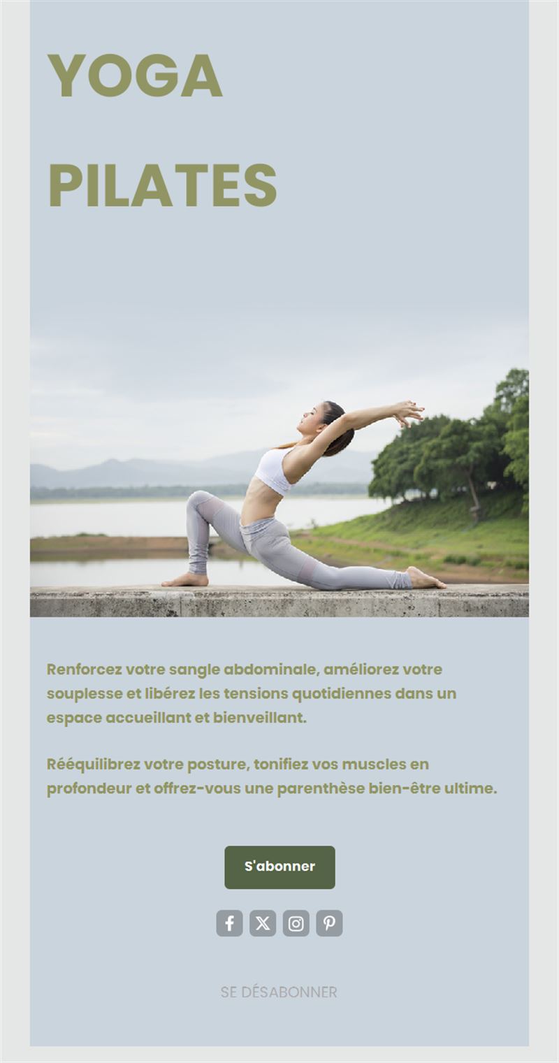 Email de yoga et Pilates en plein air