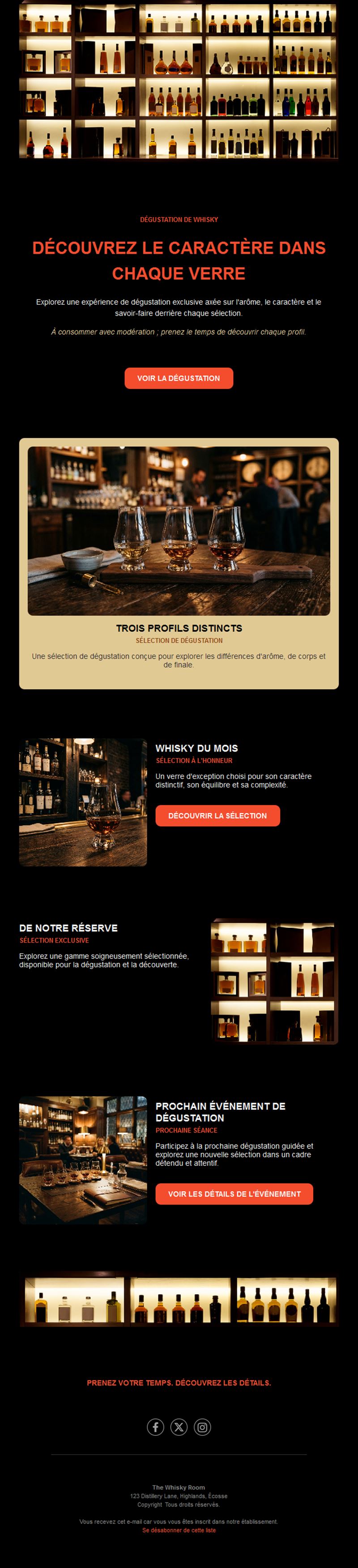 Modèle d'email de dégustation de whisky