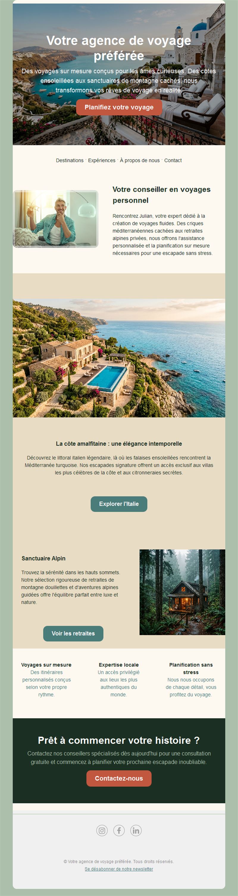 Email de conseiller voyage personnel