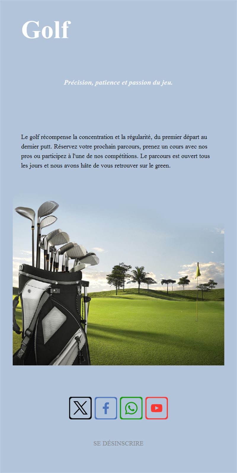 Email simple de club de golf