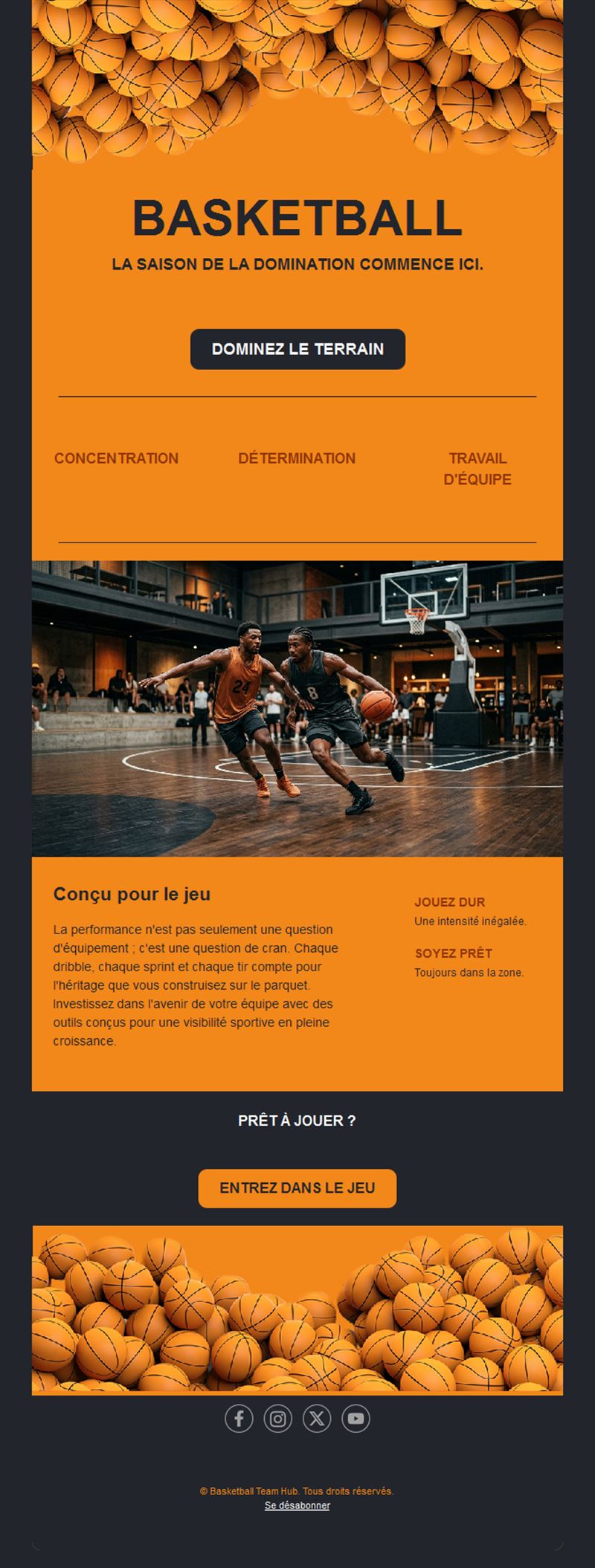 Email de lancement de saison de basket