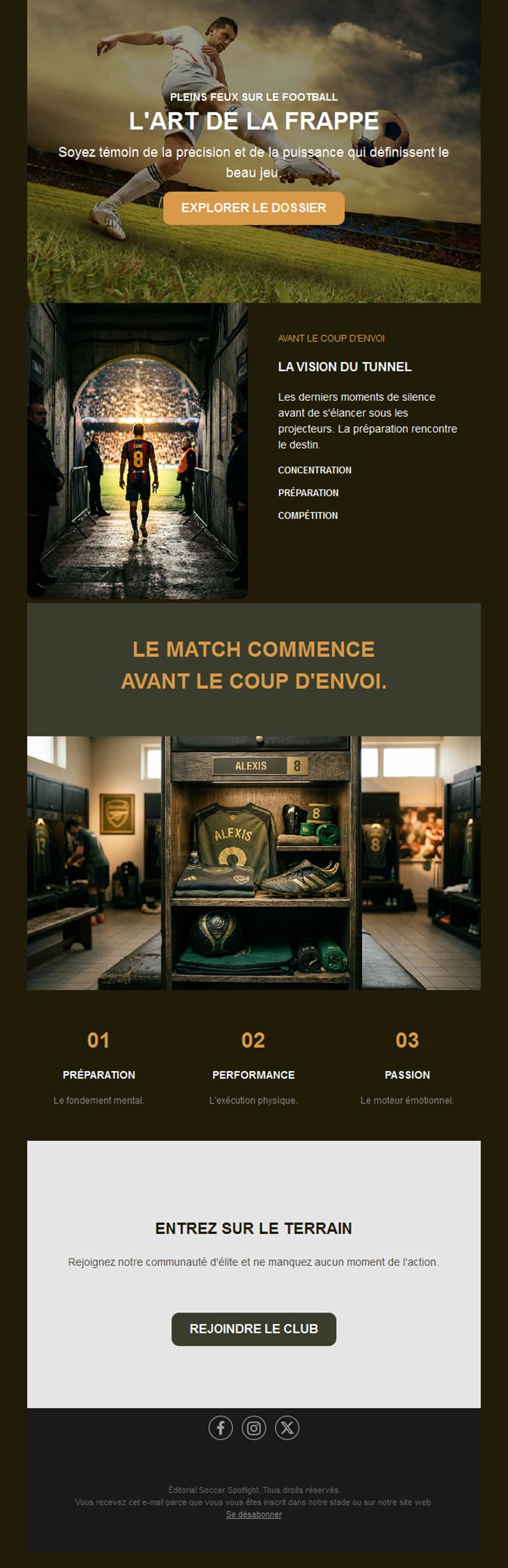 Newsletter portrait de joueur de football
