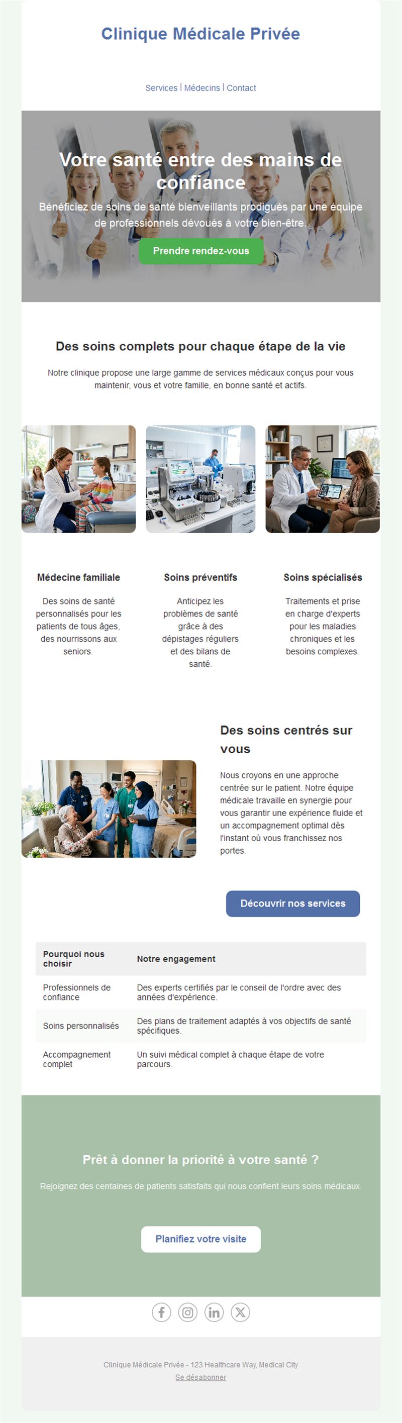 Email de clinique de médecine familiale