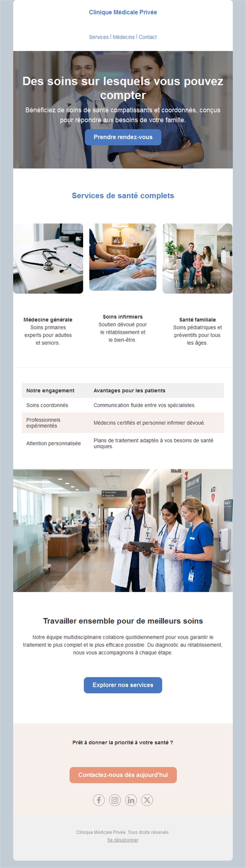 Email de clinique aux soins coordonnés
