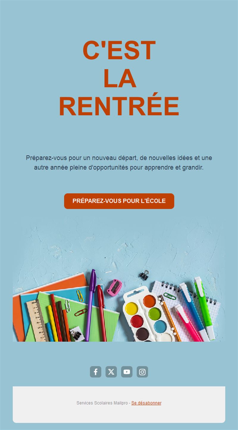 Email simple de rentrée scolaire