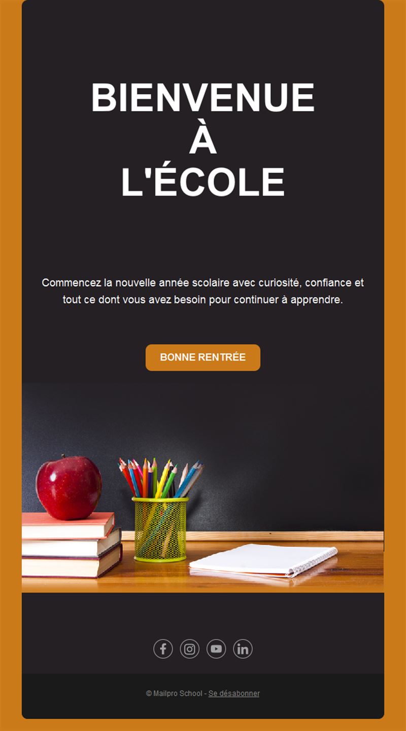 Email de rentrée avec tableau noir