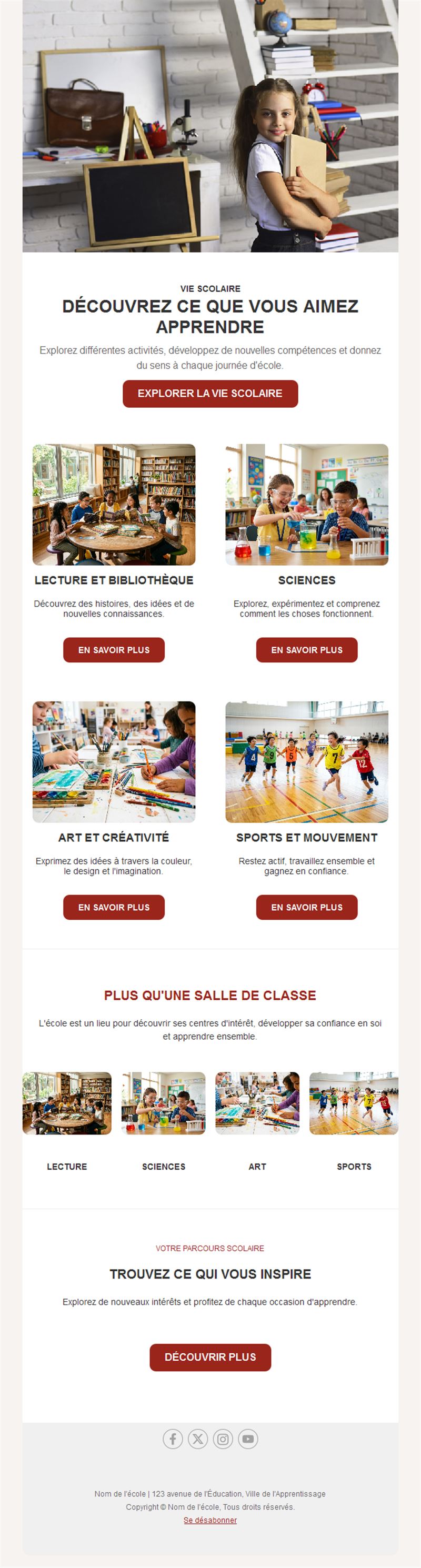 Newsletter des activités de l'école