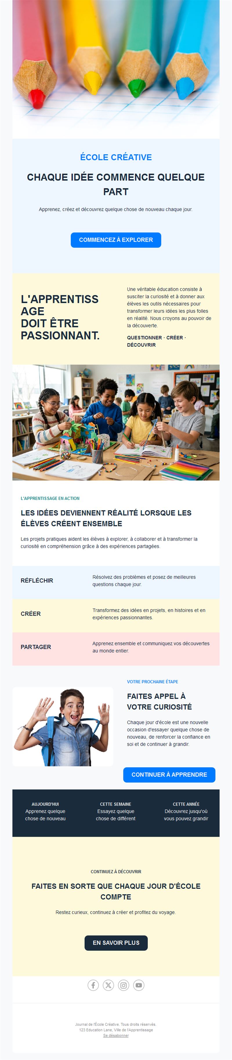 Newsletter d'école créative