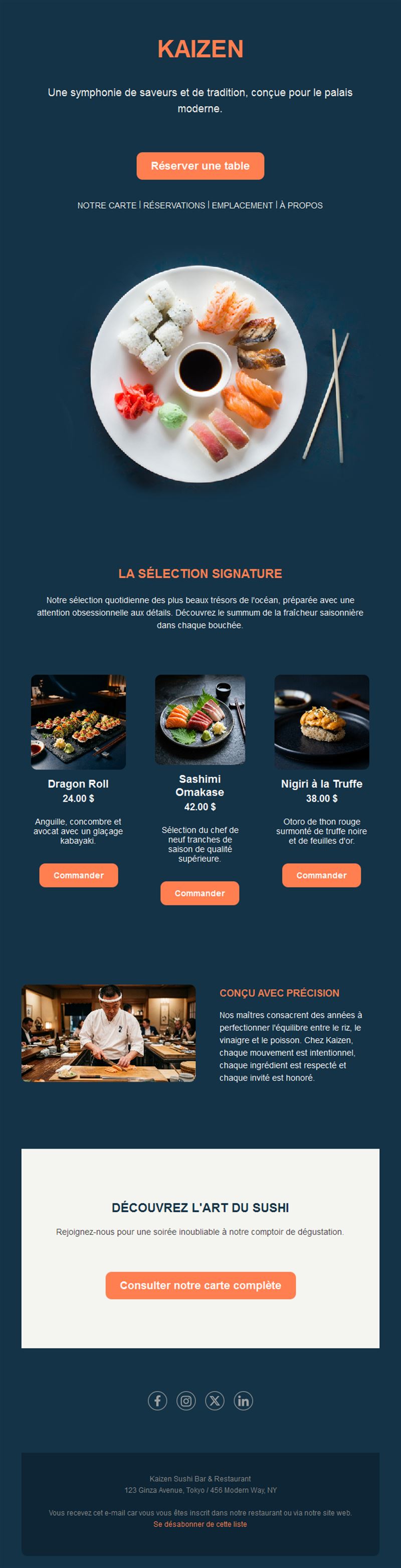 Email de restaurant de sushis