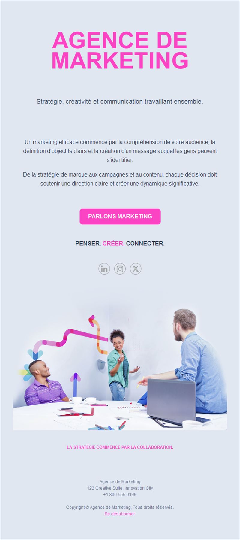 Email rose d'agence marketing créative